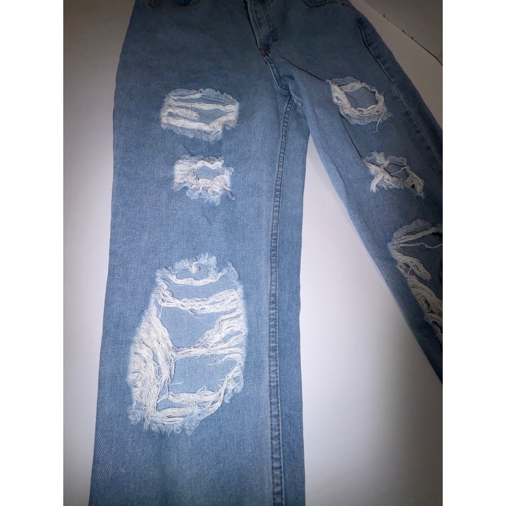 SONG CLASSIC MOM JEAN Light Wash Distressed Ripped Button Fly Women Sz 11 30L - Picture 4 of 8